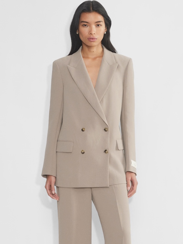 Wilfred Taupe Double-Breasted Relaxed Blazer